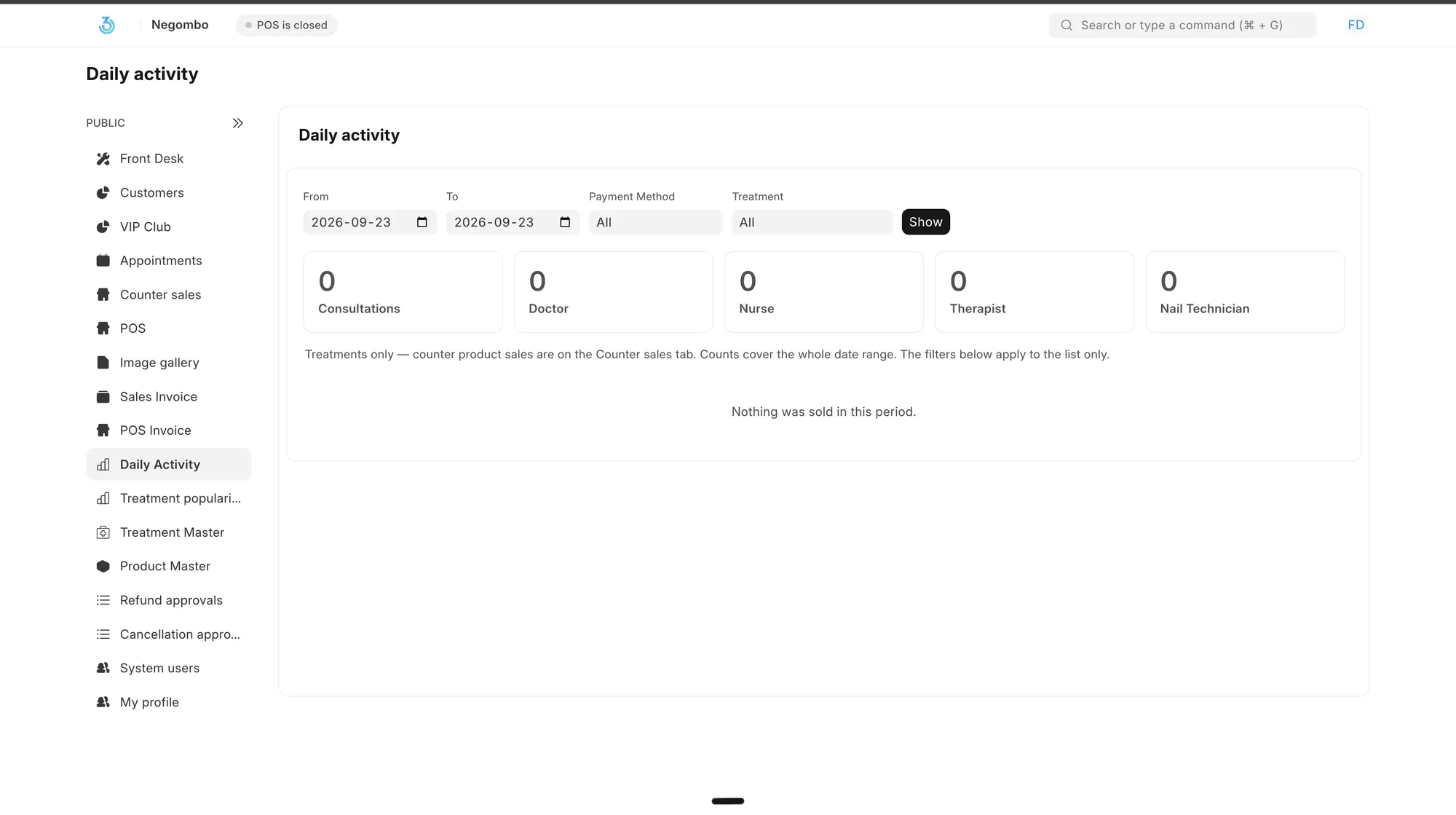 360 Group ERP daily activity dashboard
