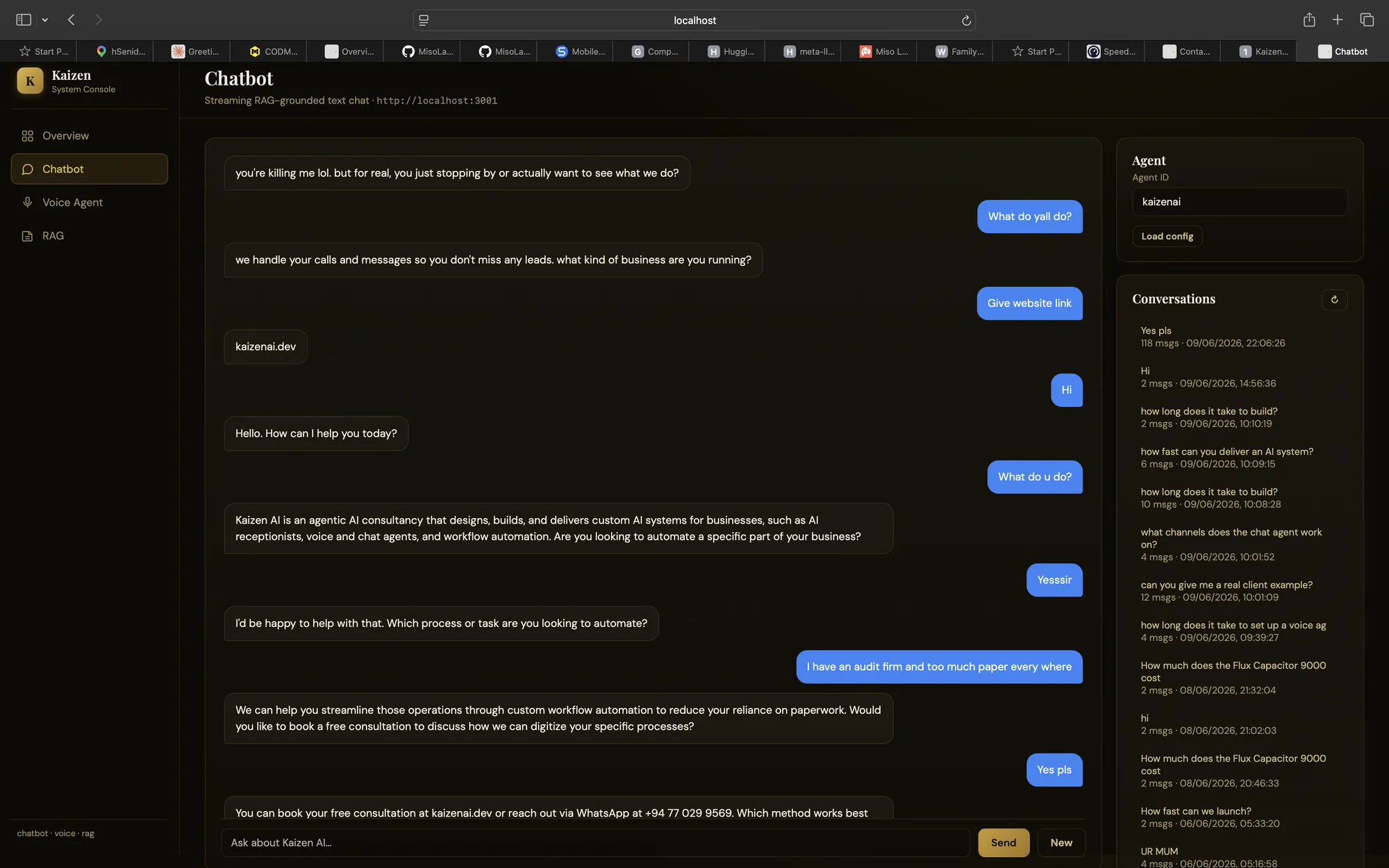Ecommerce support chatbot interface